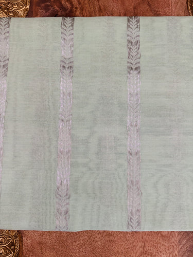 ShopNaya Exclusive | Handwoven | Silk Organza | Pastel Green | Silver Zari | Ships from California